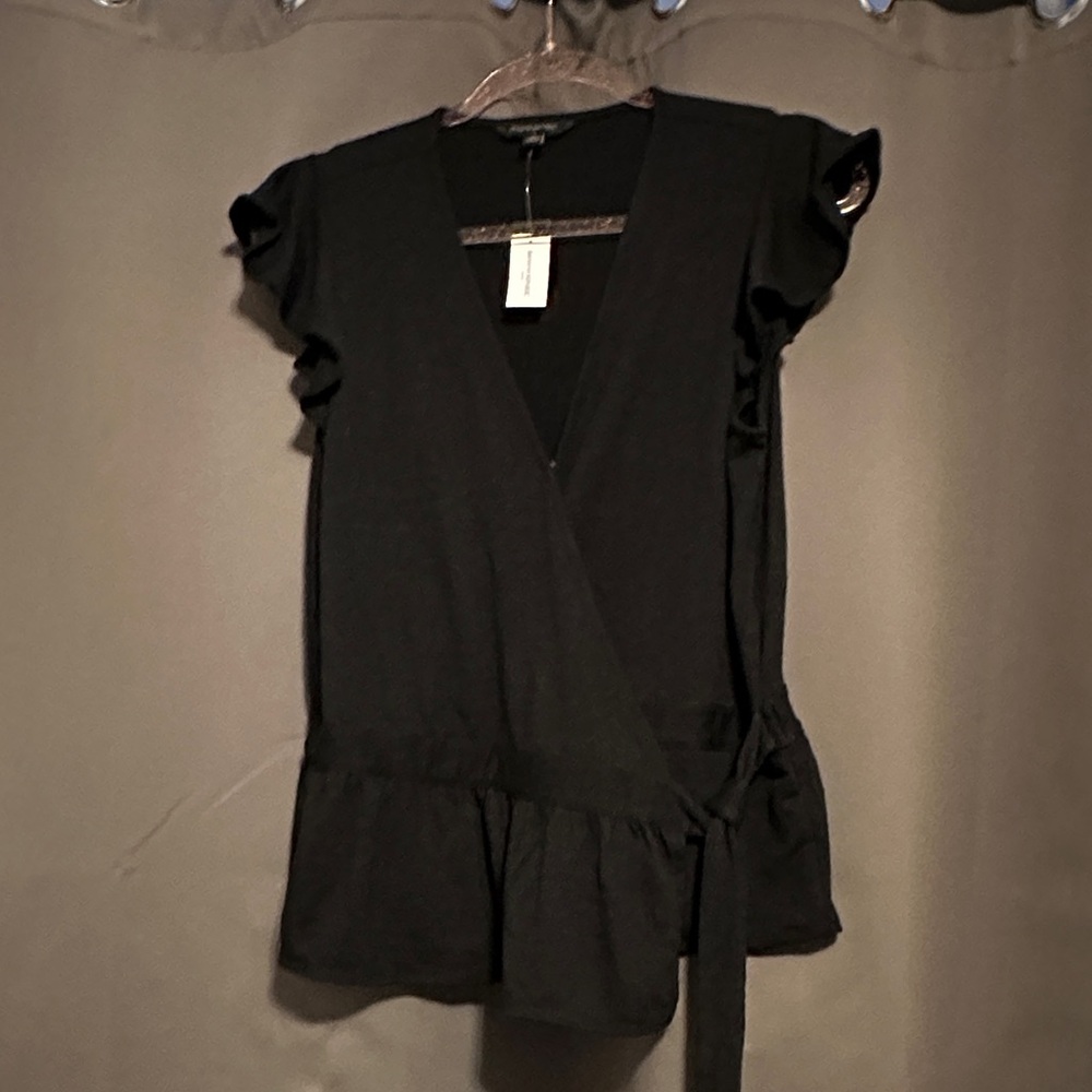Banana Republic Black Ruffle Sleeve Blouse
